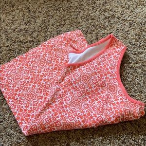 Coral/peach and white pattern tank top
